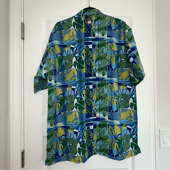 Marc Ecko Unltd Tropical Print Button Front Short Sleeve Shirt - Picture 5 of 6